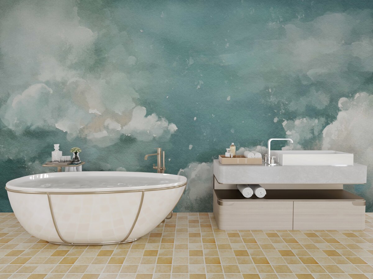 Fototapeten Wolken über einer ruhigen Oberfläche des Wassers