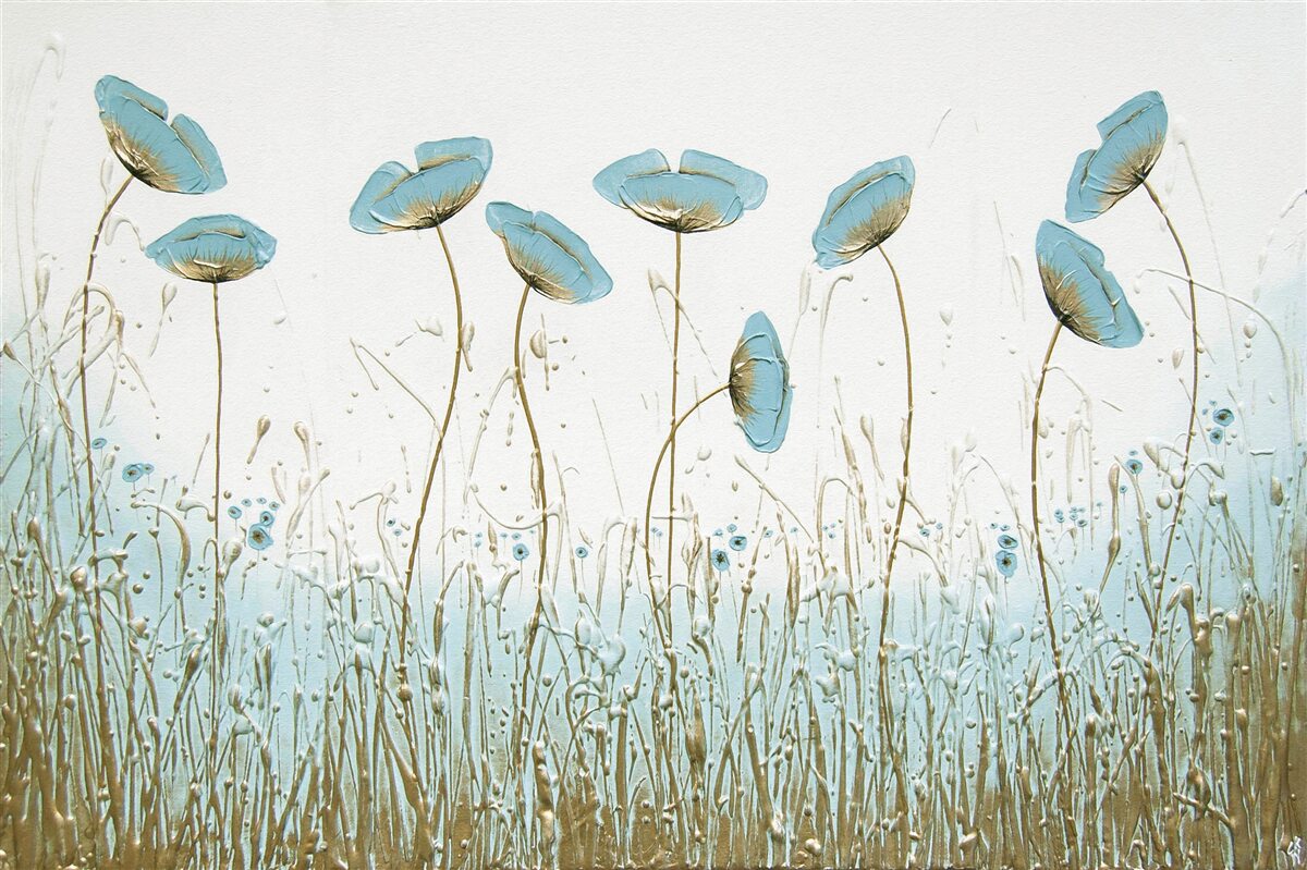 Fototapeten Schlanke blaue Mohnblumen