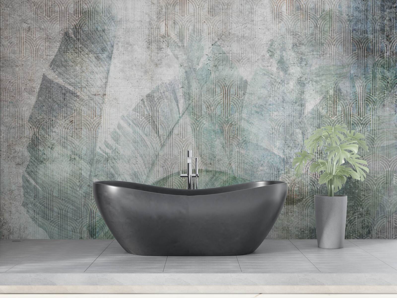 Fototapeten Aquarelle, die von der Dschungelvegetation inspiriert sind