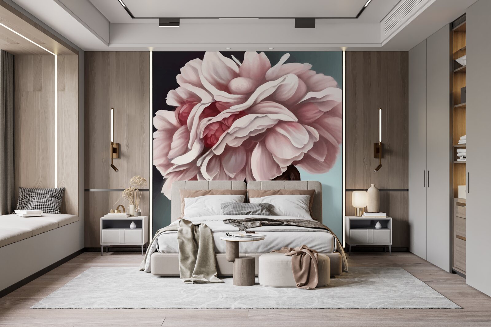 Fototapeten Ein Mädchen, dessen Haare durch Blumen ersetzt wurden