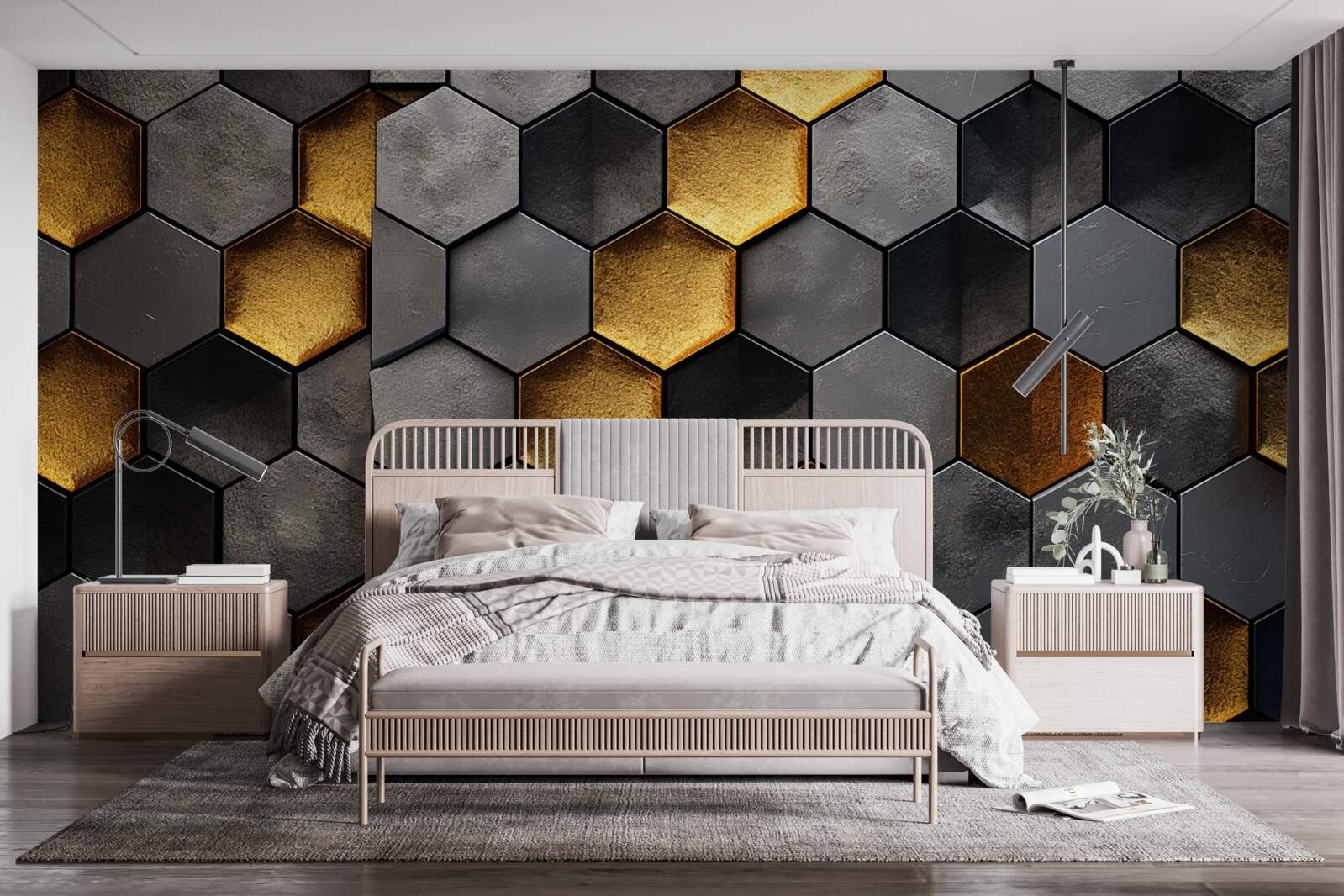 Fototapeten Simulation von Bienen mit Gold