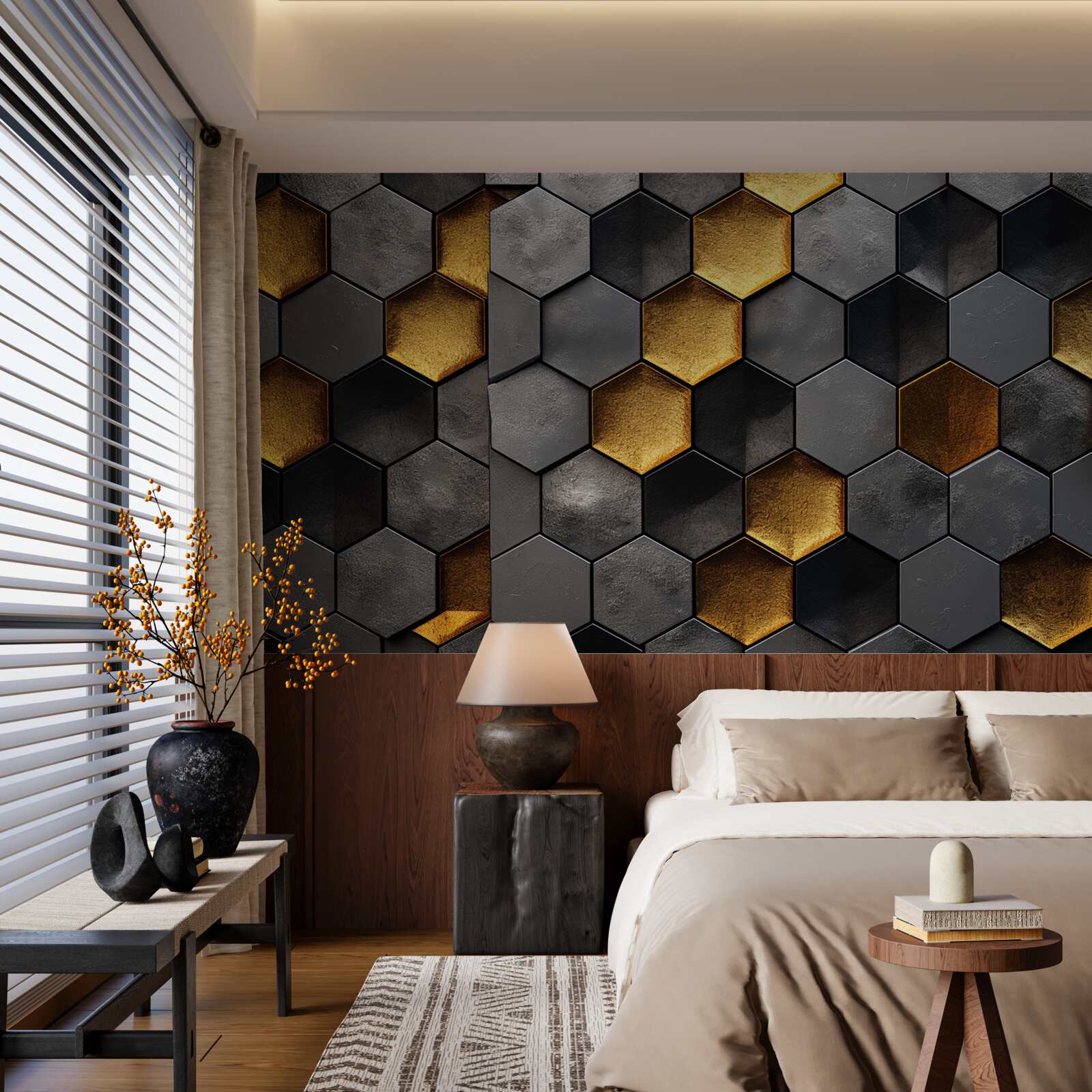 Fototapeten Simulation von Bienen mit Gold