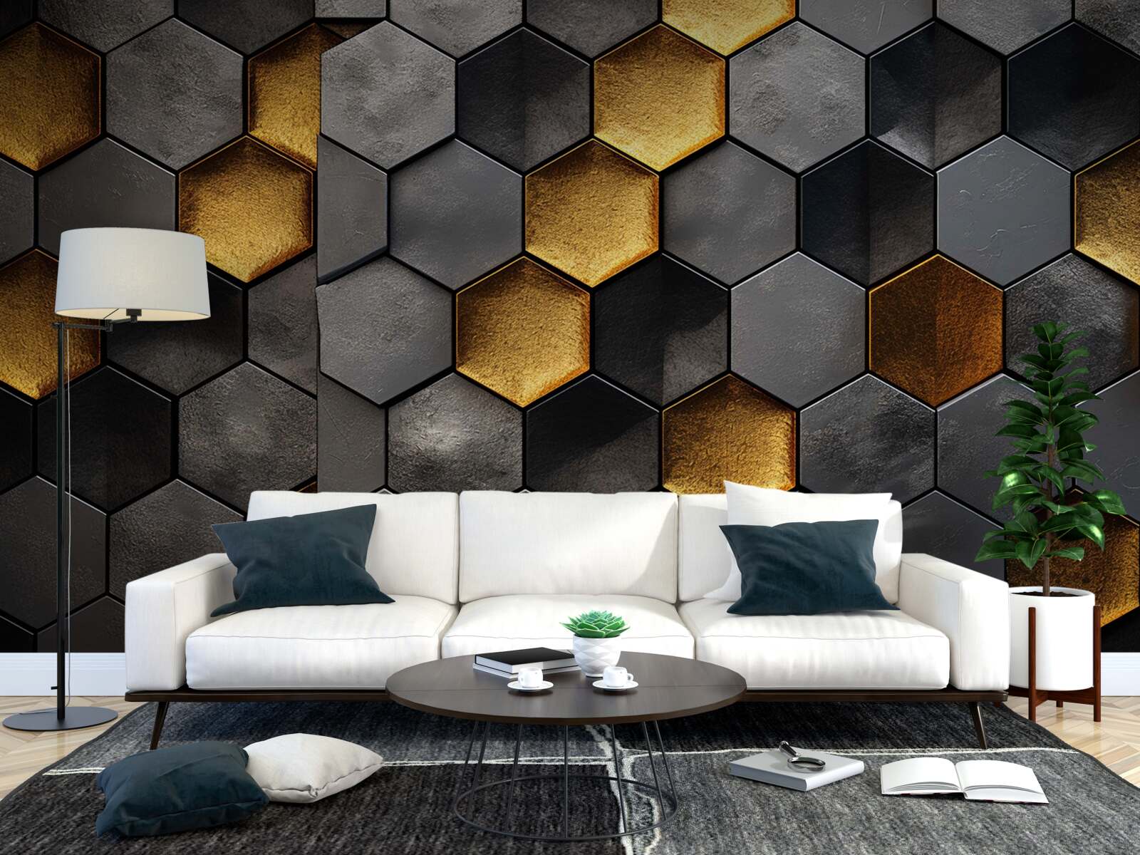 Fototapeten Simulation von Bienen mit Gold