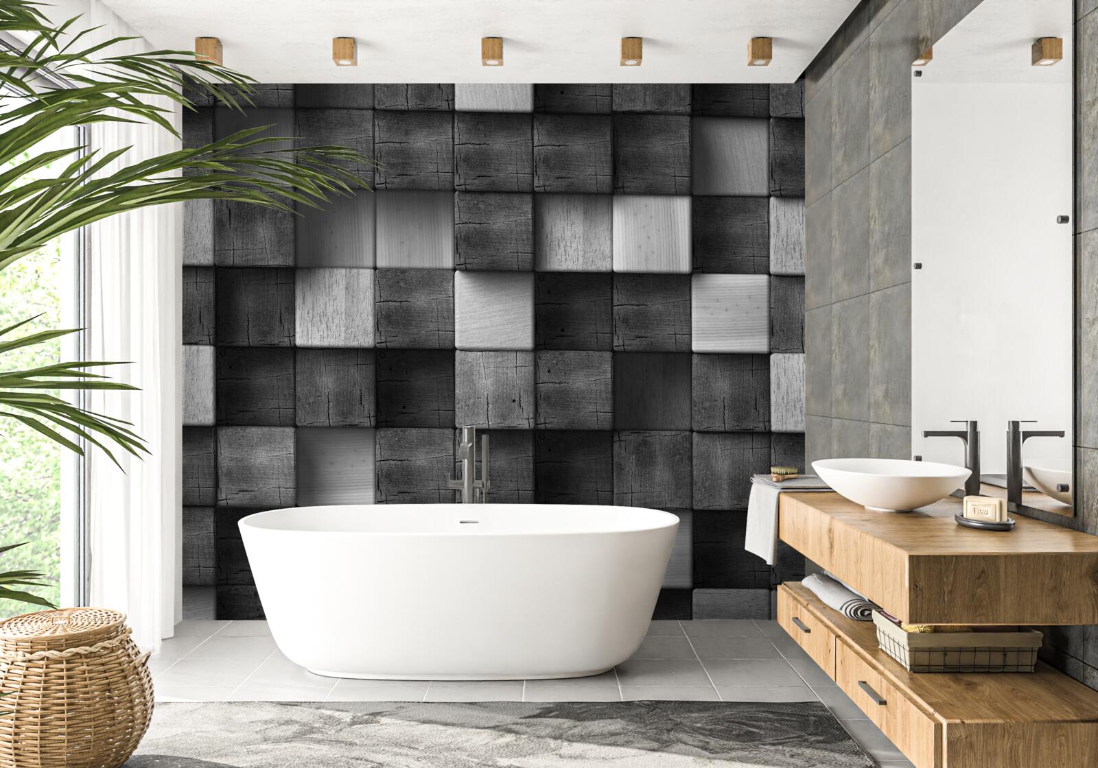Fototapeten Schwarz -Weiß -3D -Würfel
