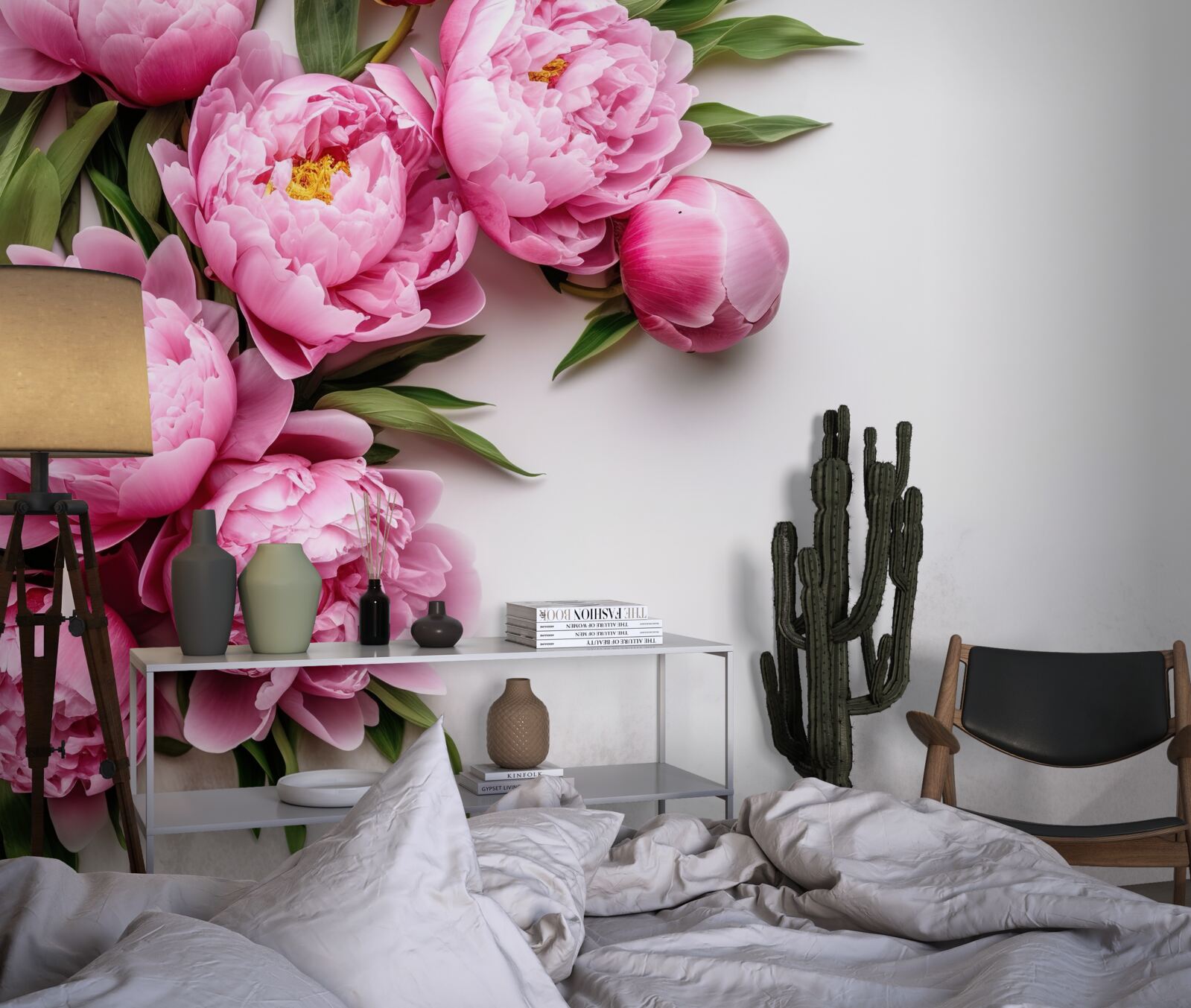 Fototapeten Große Blütenstände rosa Pfingstrosen