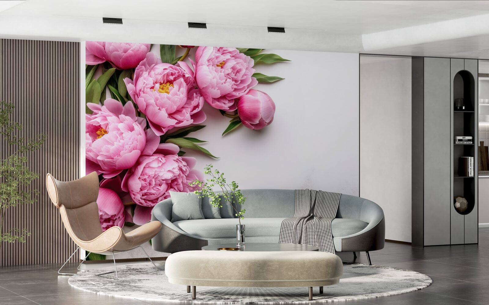 Fototapeten Große Blütenstände rosa Pfingstrosen