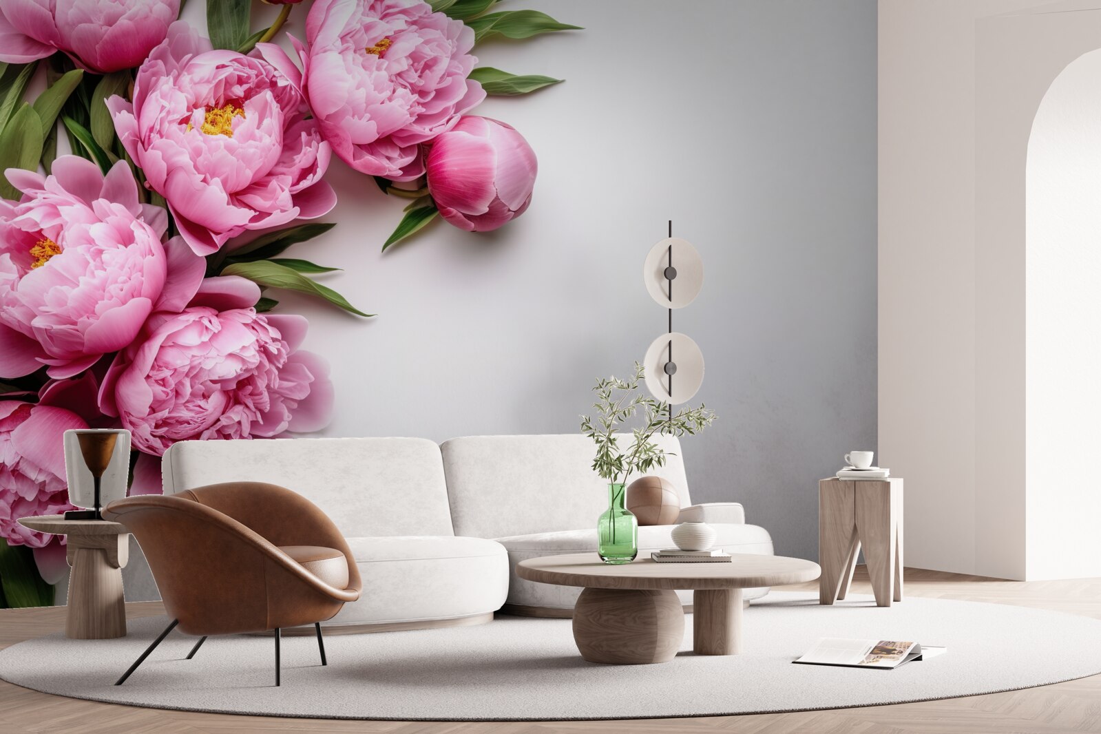 Fototapeten Große Blütenstände rosa Pfingstrosen