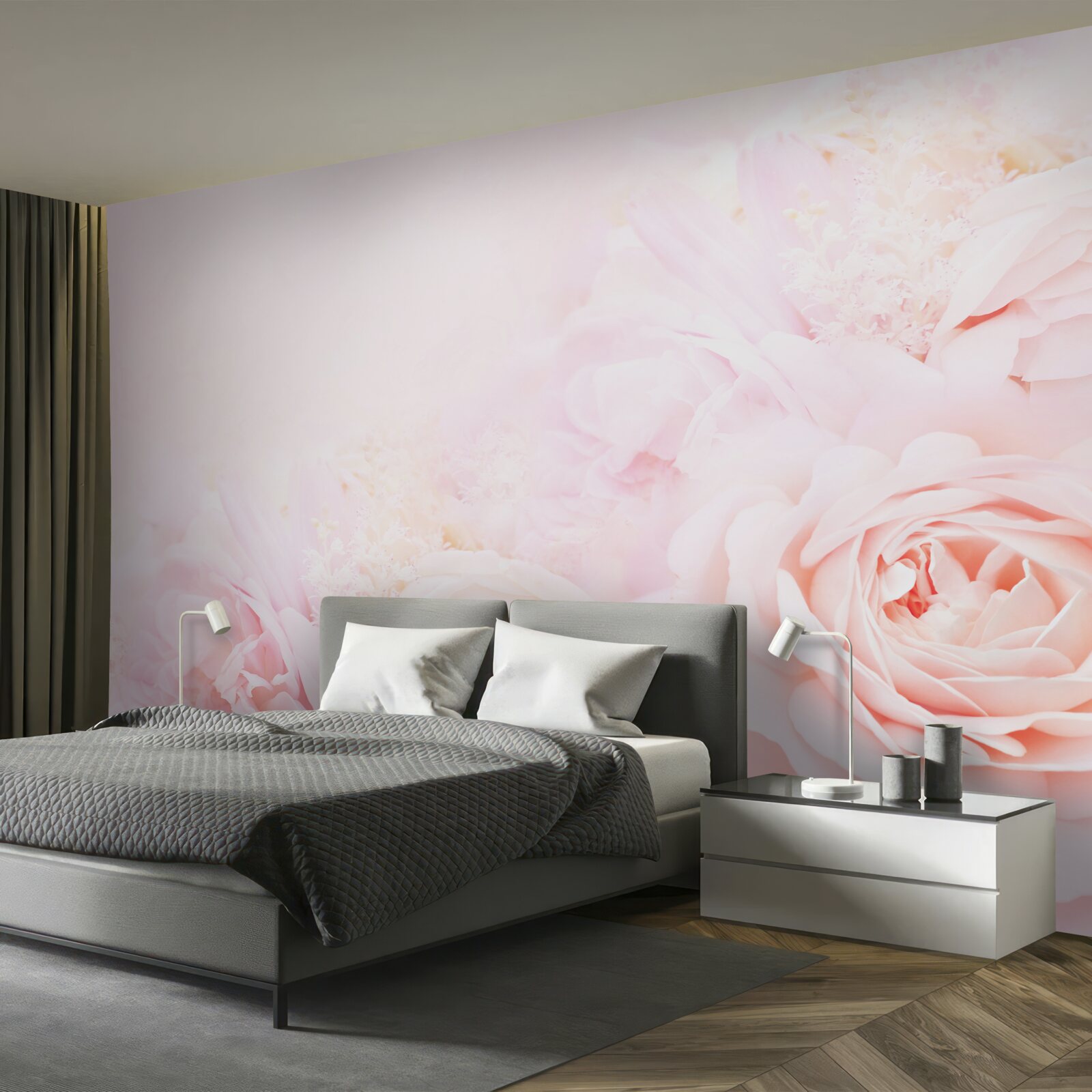 Fototapeten weiche rosa Rosenblumen
