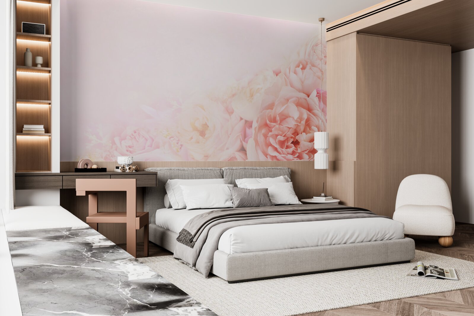 Fototapeten Dünne rosa Blüten