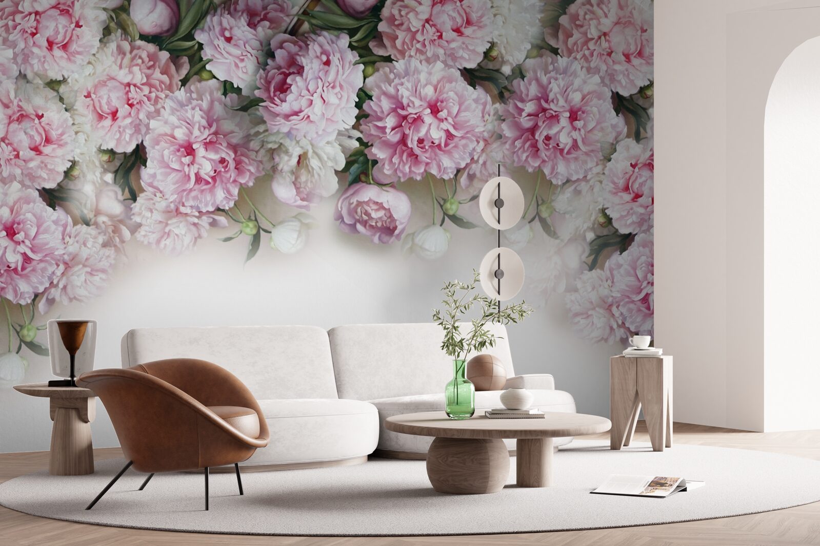 Fototapeten Blumen mit einer weißen und rosa Farbe, fallende Kaskade