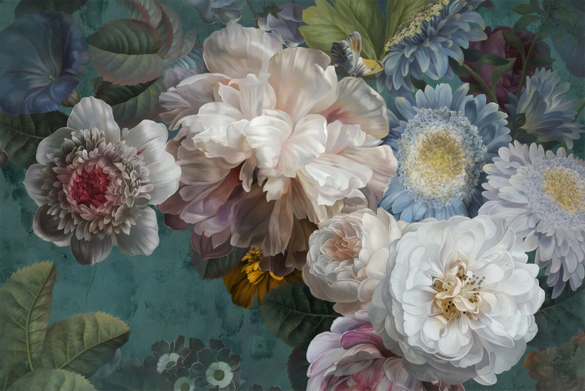 Fototapeten Zusammensetzung von anmutigen und subtilen Blumen