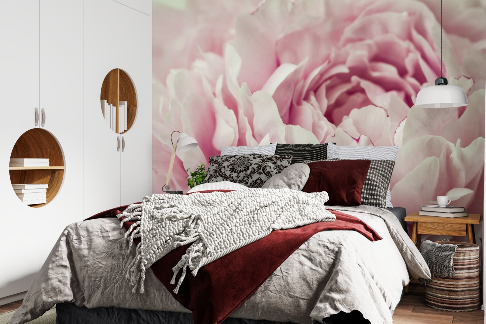 Fototapeten weiche Blätter rosa Blume
