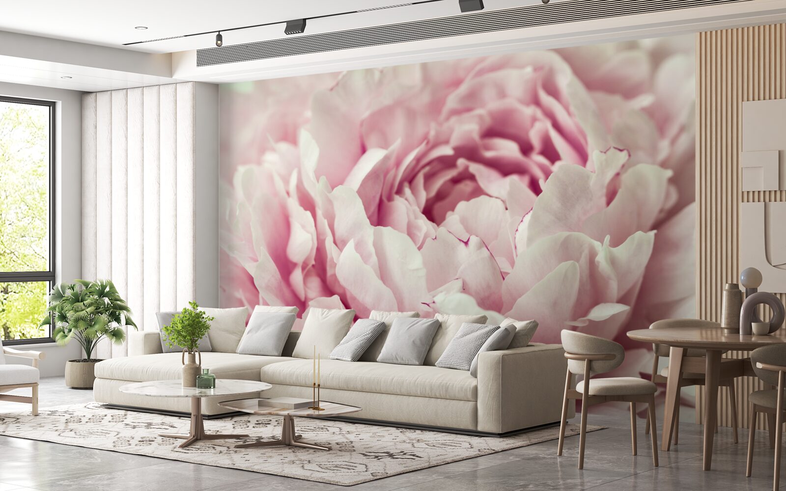 Fototapeten weiche Blätter rosa Blume