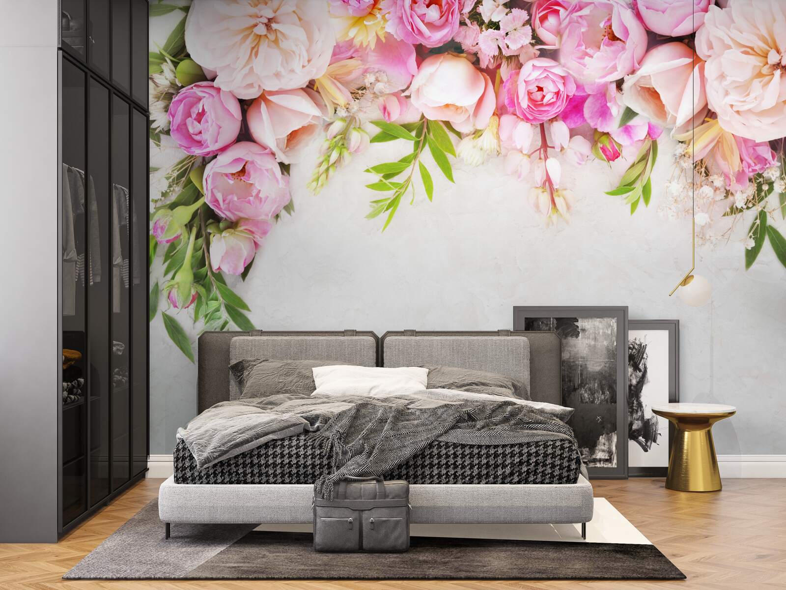 Fototapeten Zweig mit weißen und rosa Blumen