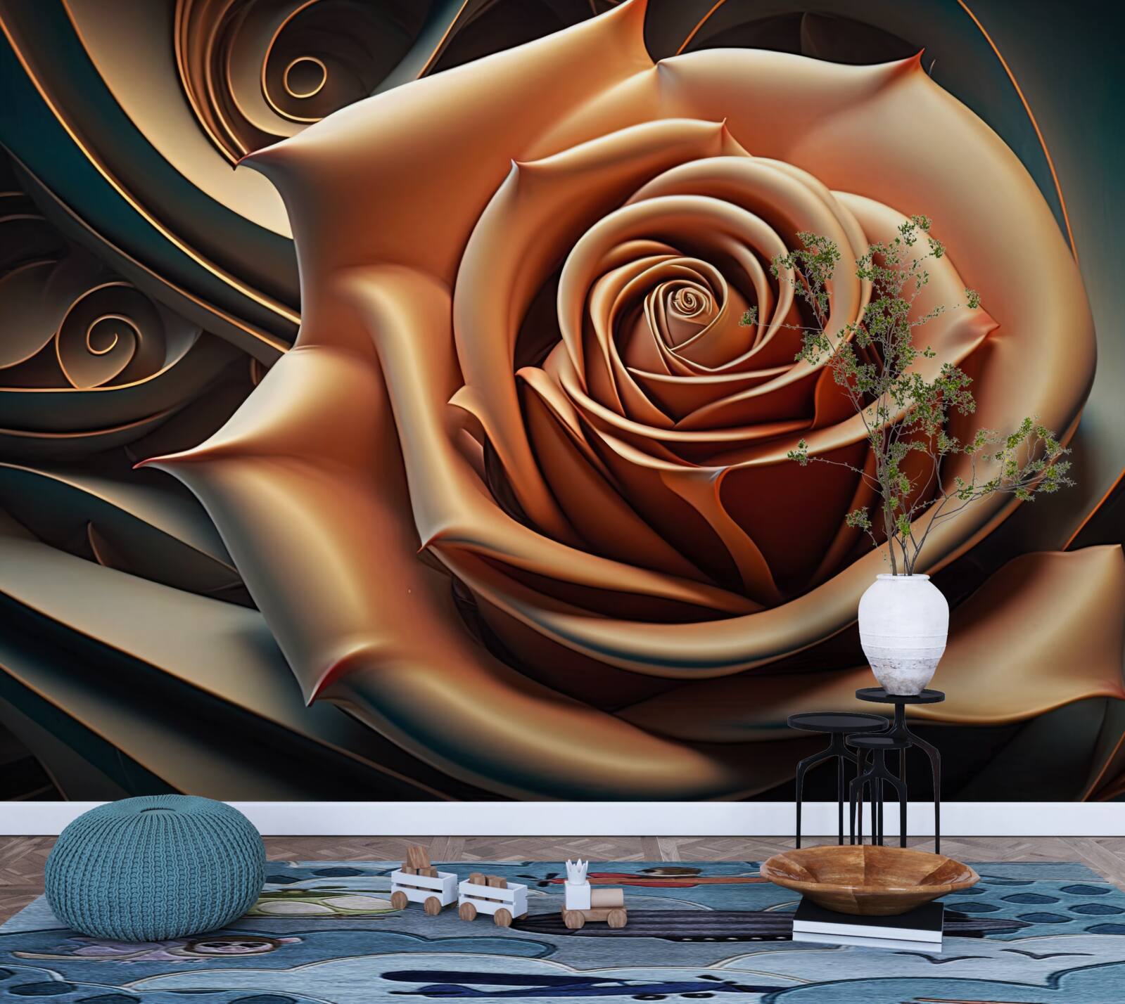 Fototapeten Brown Metall Rose