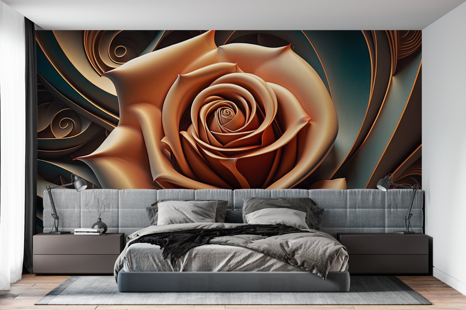 Fototapeten Brown Metall Rose