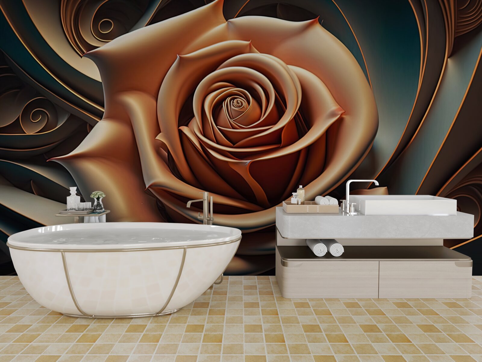 Fototapeten Brown Metall Rose