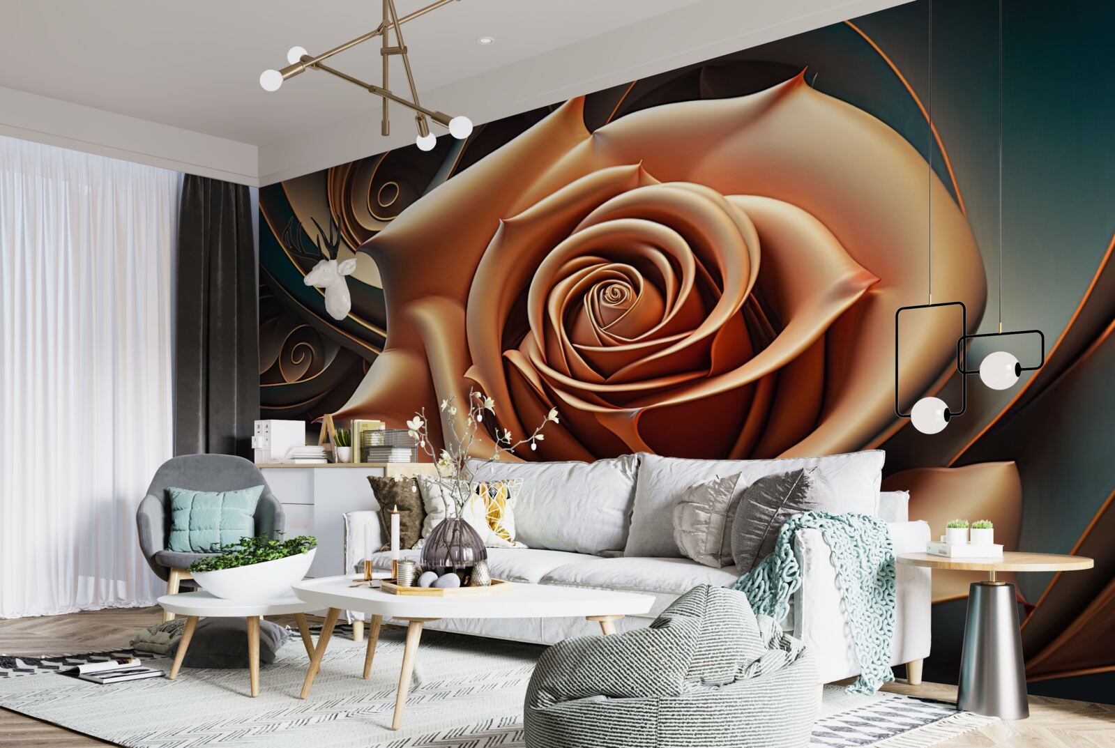 Fototapeten Brown Metall Rose