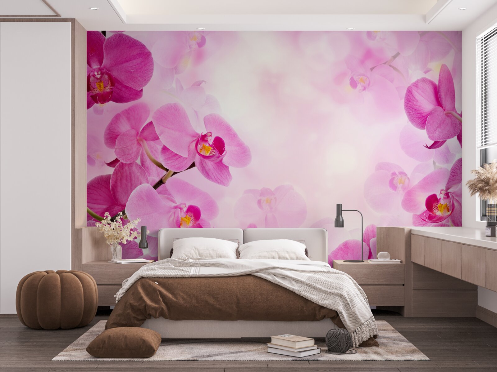 Fototapeten Die Knospen der lila Orchidee sind groß