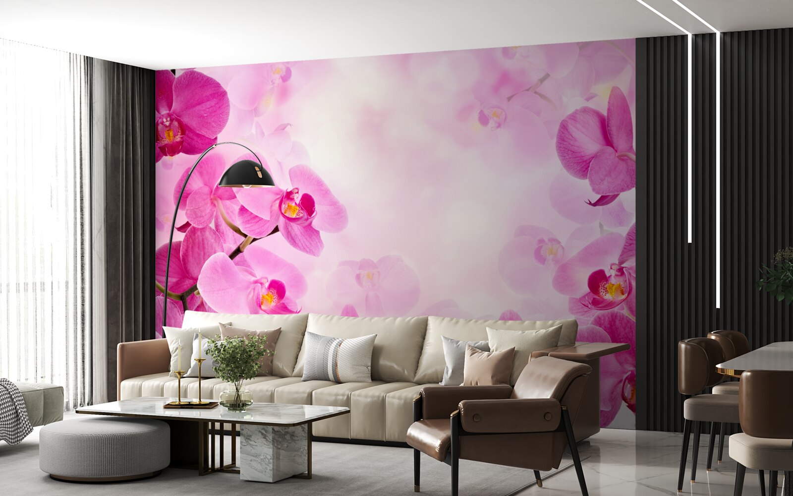 Fototapeten Die Knospen der lila Orchidee sind groß