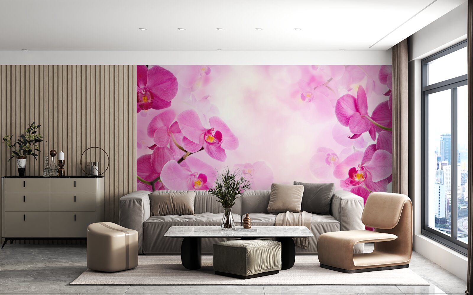 Fototapeten Die Knospen der lila Orchidee sind groß