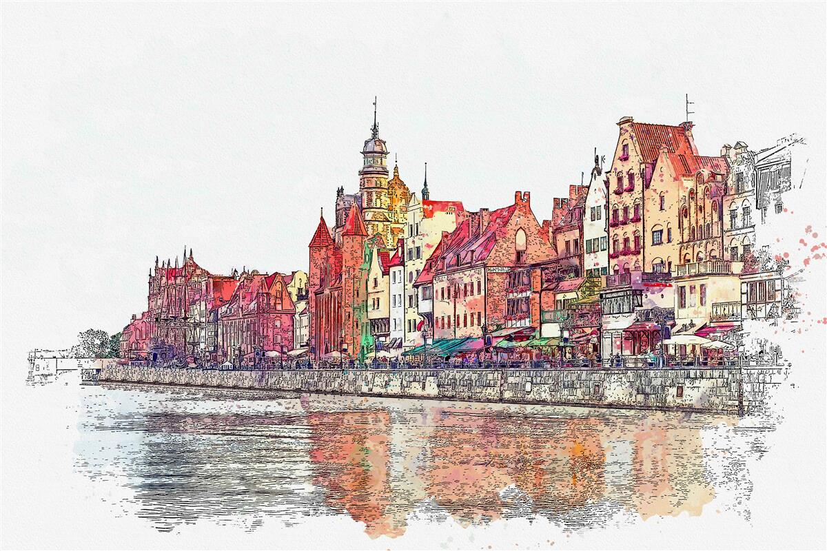 Fototapeten Reflexion der städtischen Schönheit auf der Oberfläche des Wassers