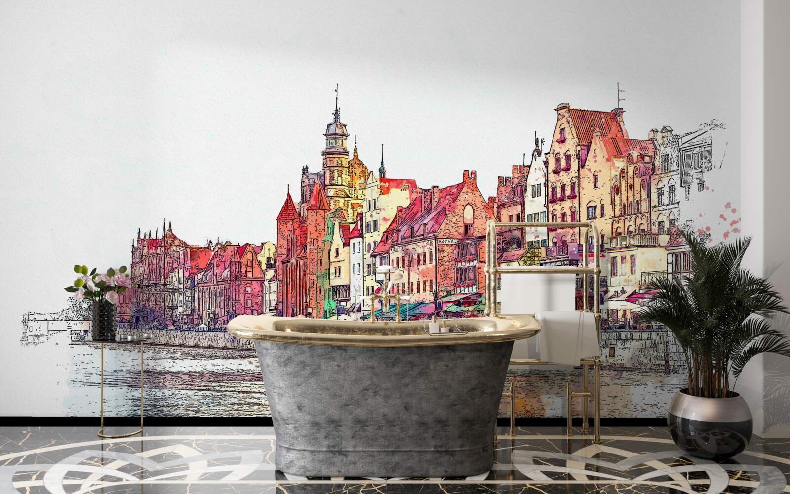 Fototapeten Reflexion der städtischen Schönheit auf der Oberfläche des Wassers