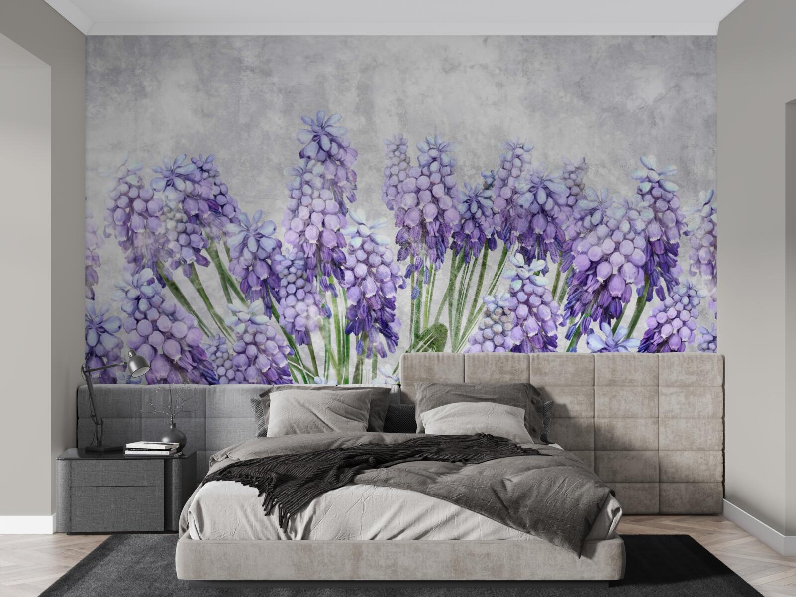 Fototapeten Wiese aus schönen lila Blumen