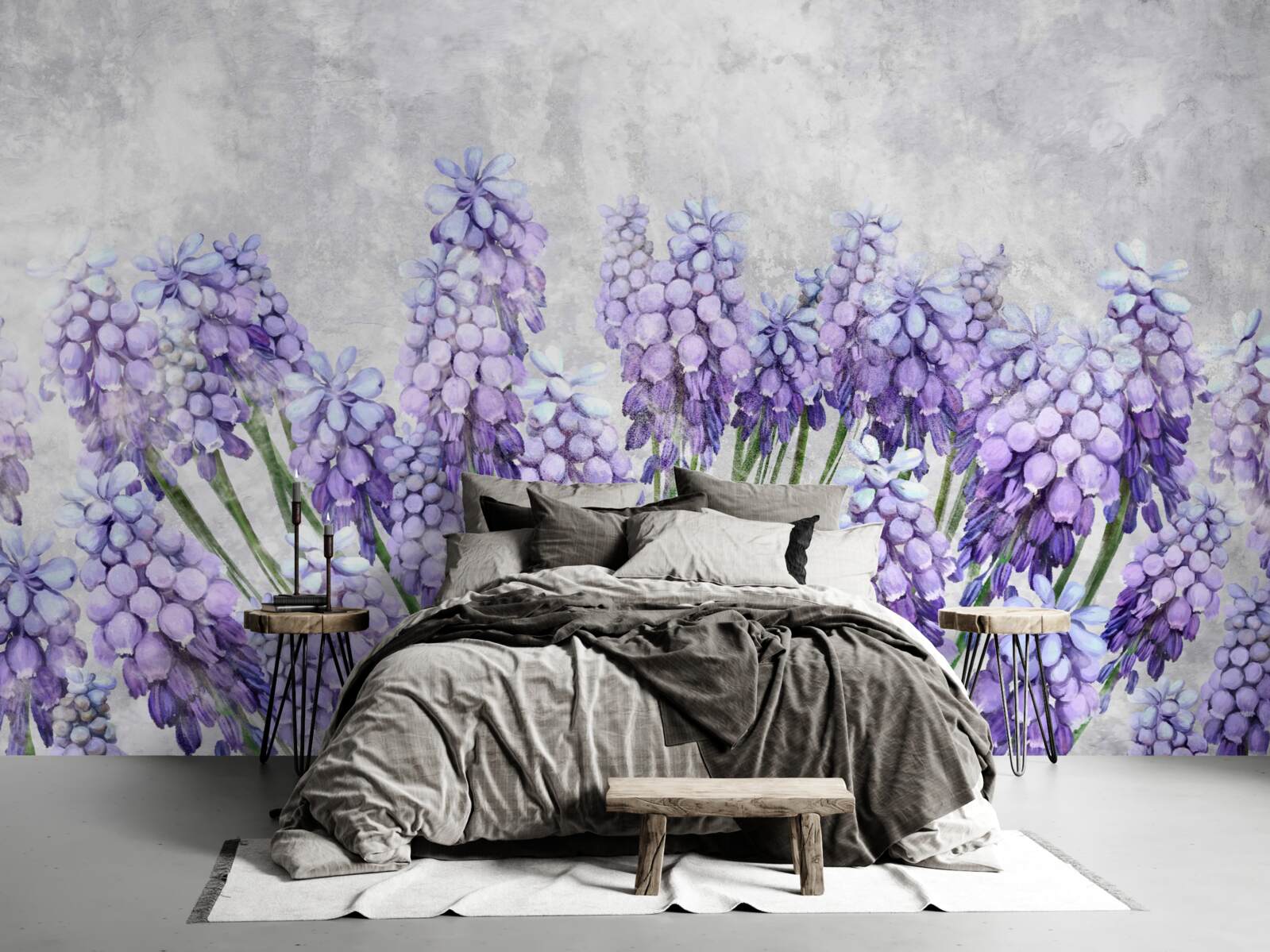 Fototapeten Wiese aus schönen lila Blumen