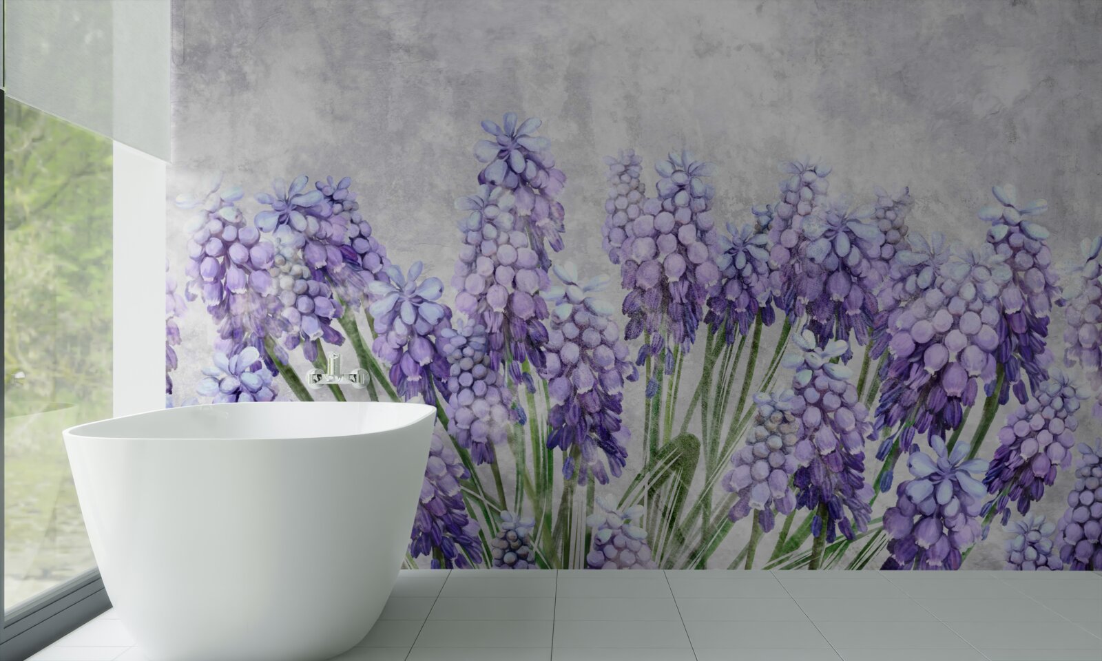 Fototapeten Wiese aus schönen lila Blumen