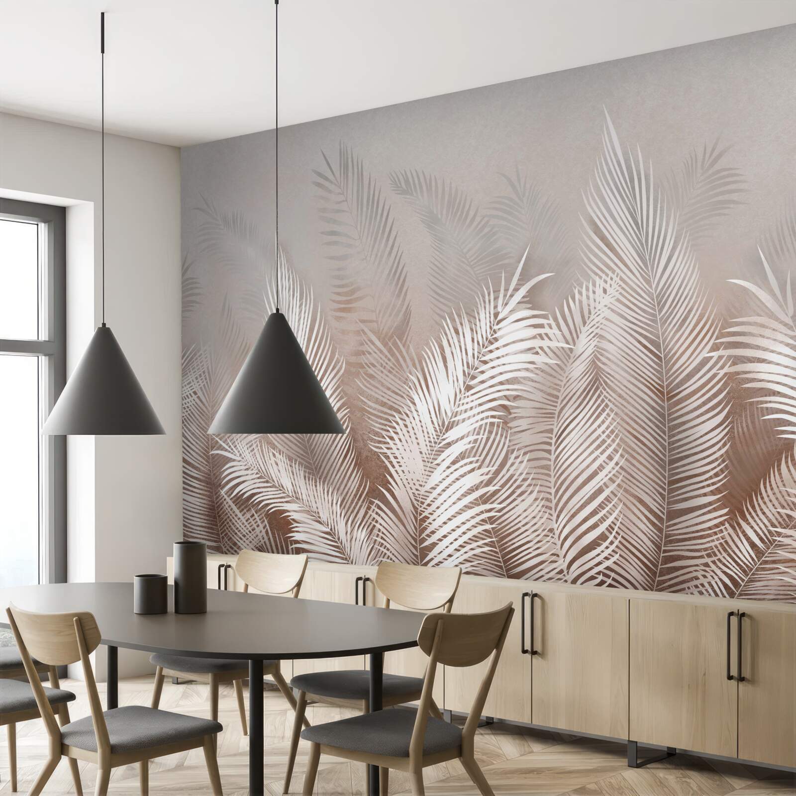 Fototapeten Palmblätter in Beige -Schatten