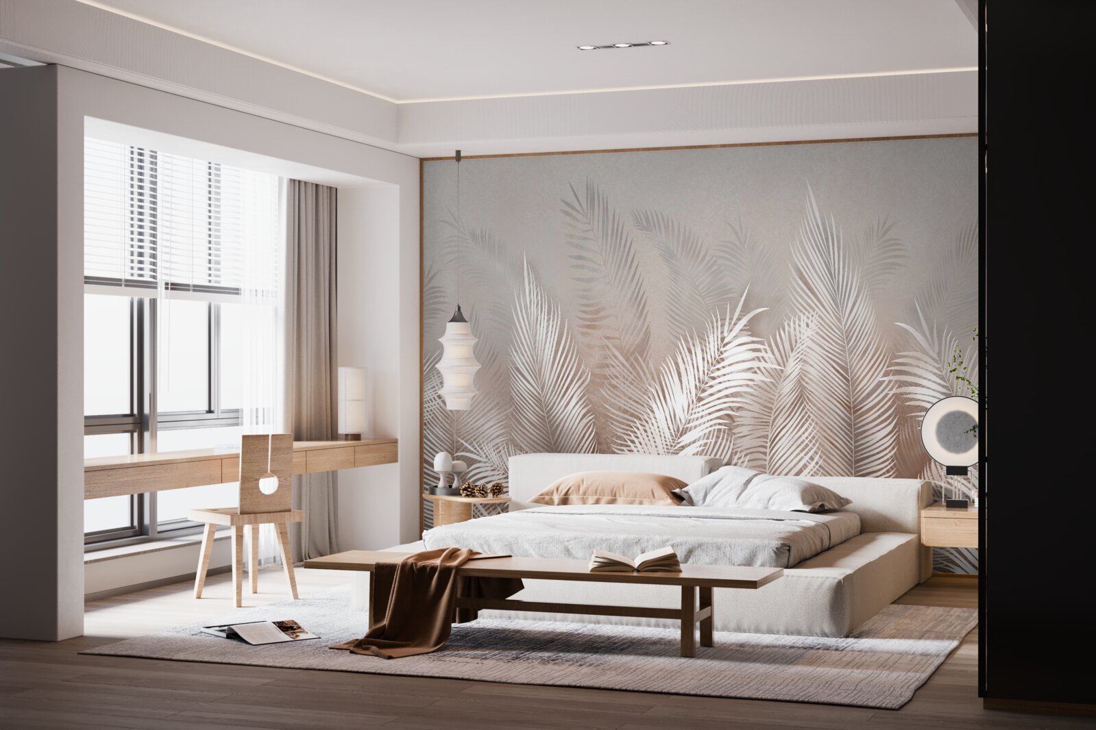 Fototapeten Palmblätter in Beige -Schatten