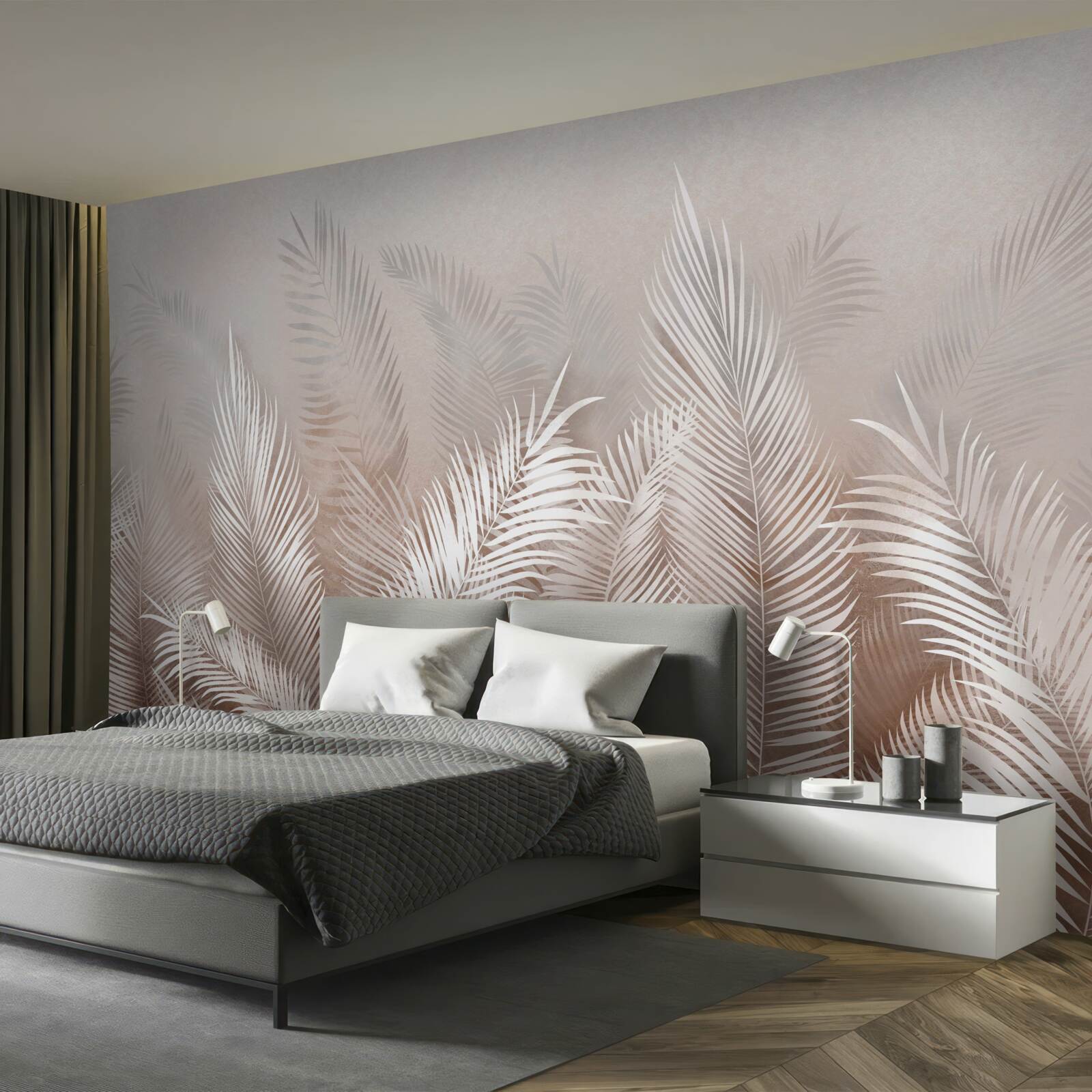 Fototapeten Palmblätter in Beige -Schatten