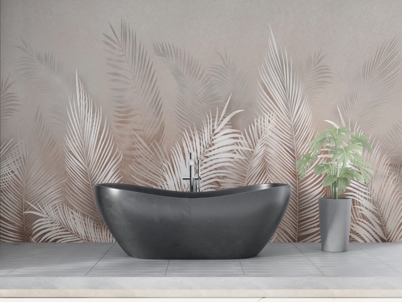 Fototapeten Palmblätter in Beige -Schatten