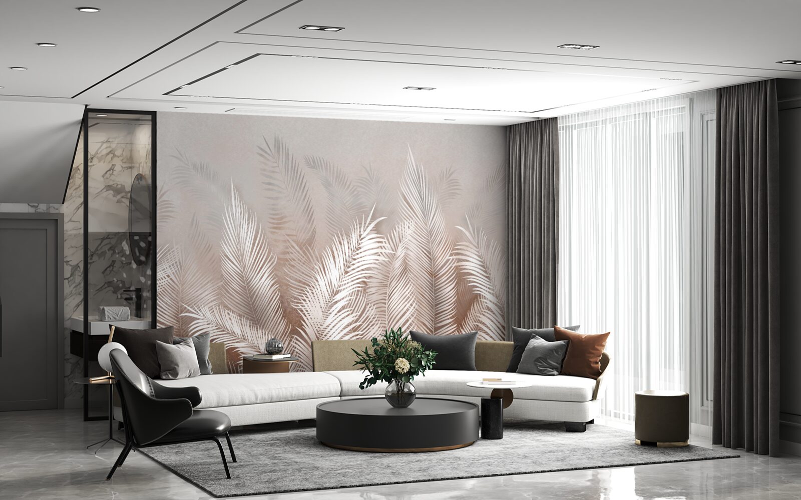 Fototapeten Palmblätter in Beige -Schatten