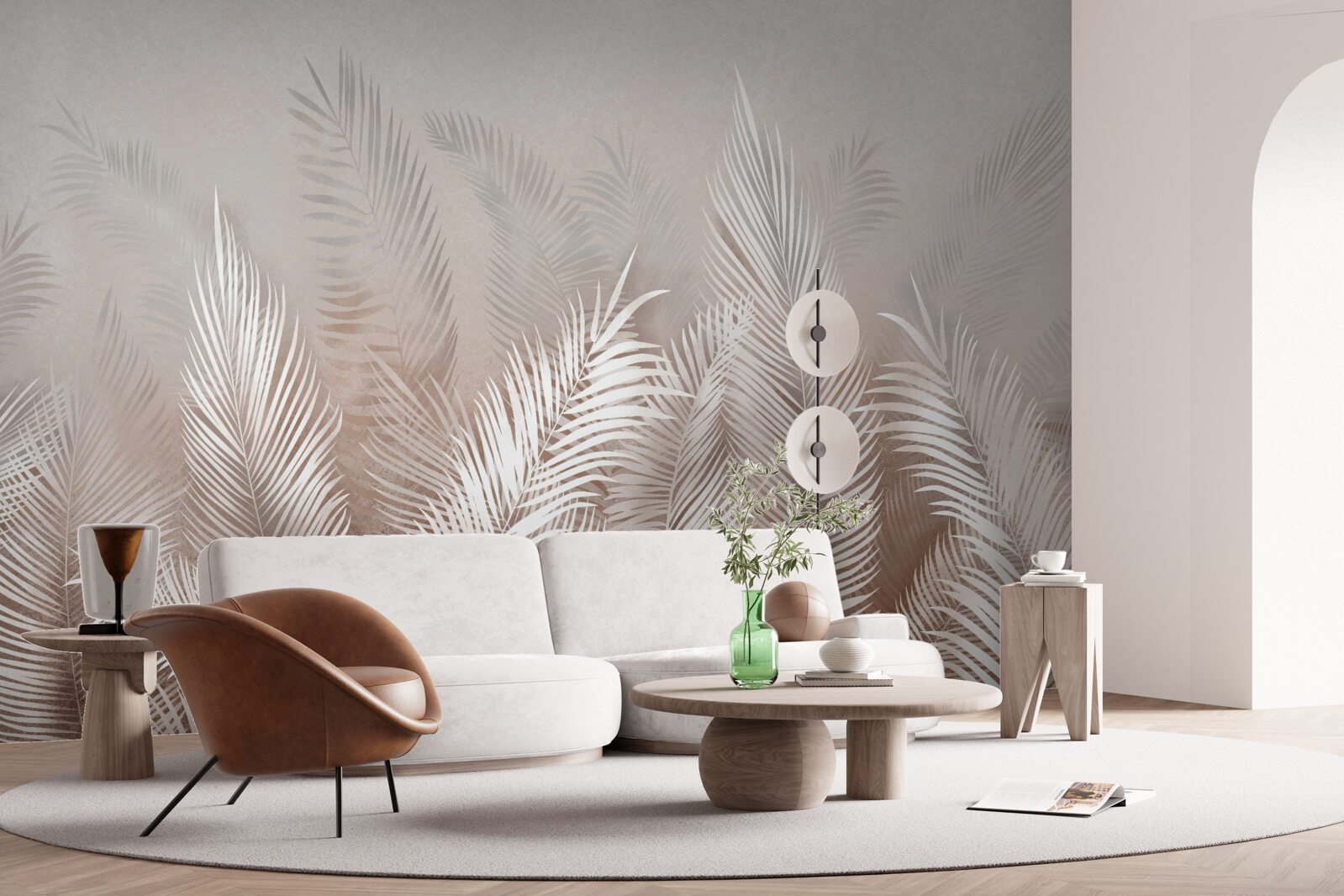 Fototapeten Palmblätter in Beige -Schatten