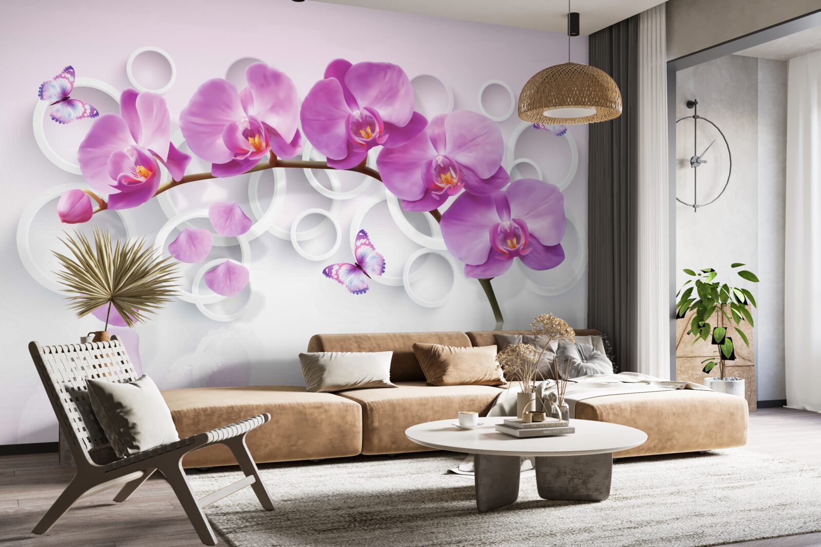 Fototapeten Ein Kofferraum einer großen Orchidee mit Blumen dekoriert