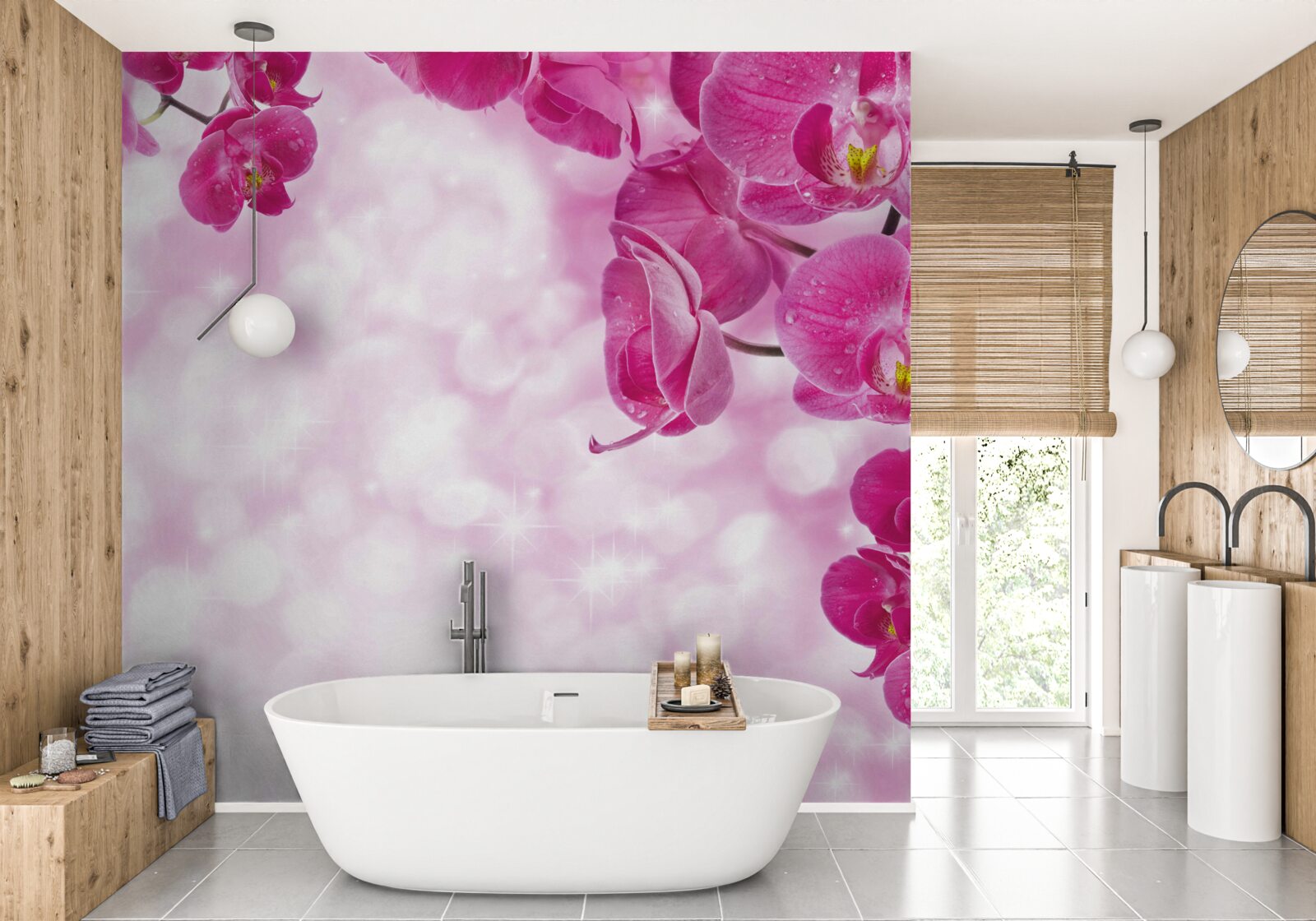 Fototapeten Orchidee mit einem zarten, lila Farbton