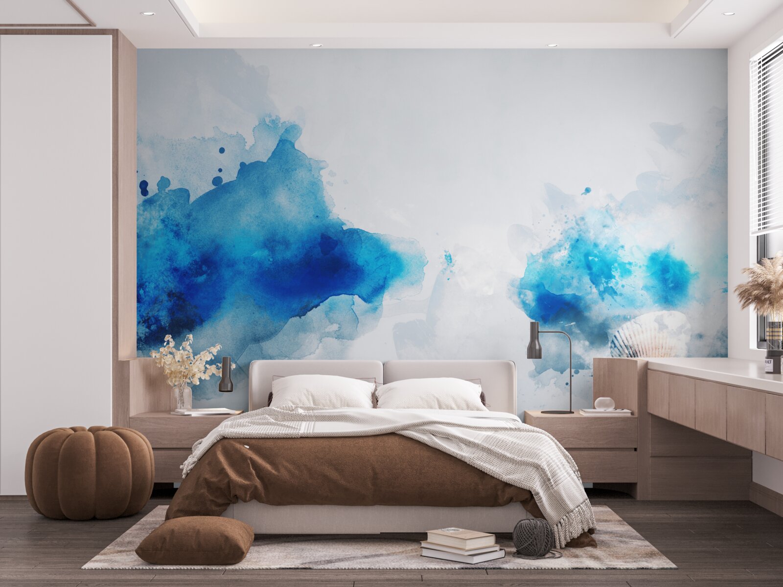 Fototapeten Hellblauer Fleck auf leichter Leinwand