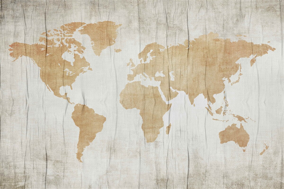 Fototapeten Silhouetten von Staaten im geografischen Atlas der Erde