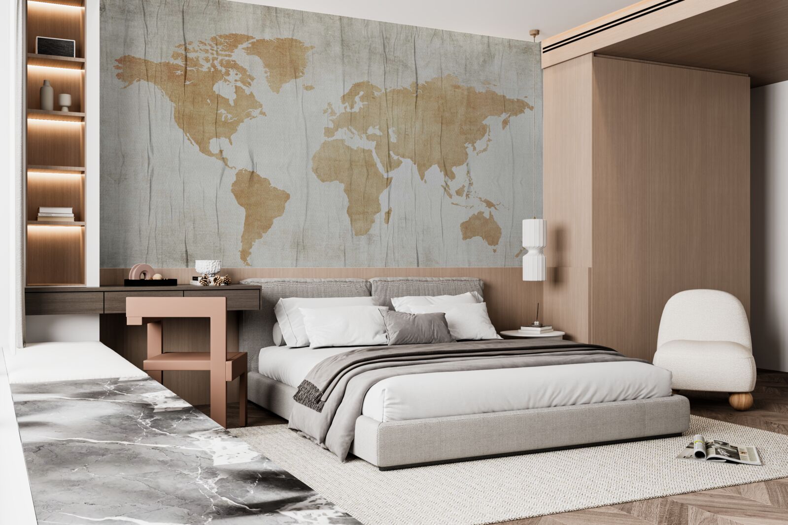 Fototapeten Silhouetten von Staaten im geografischen Atlas der Erde