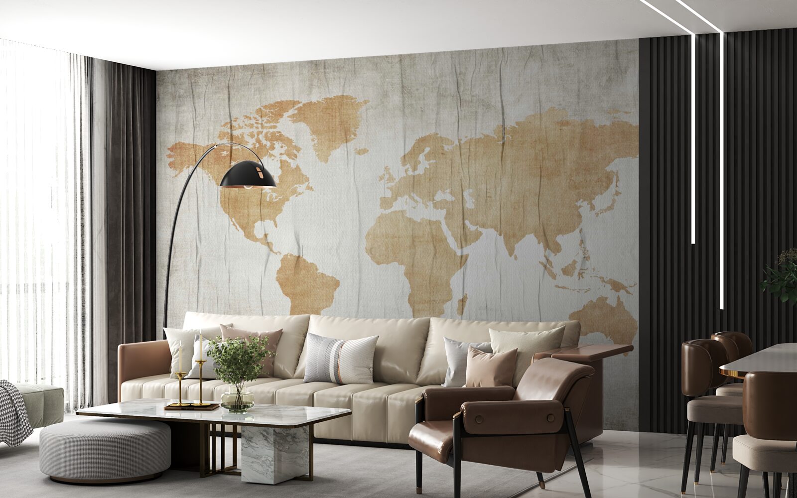 Fototapeten Silhouetten von Staaten im geografischen Atlas der Erde