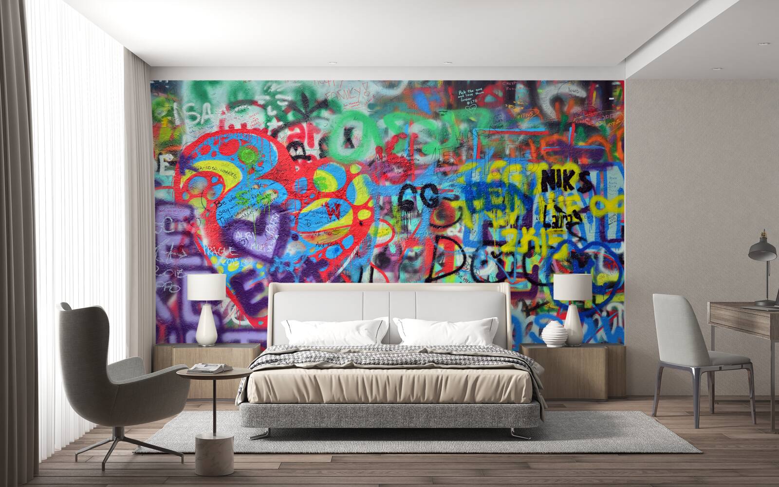 Fototapeten Graffiti an der Wand präsentiert