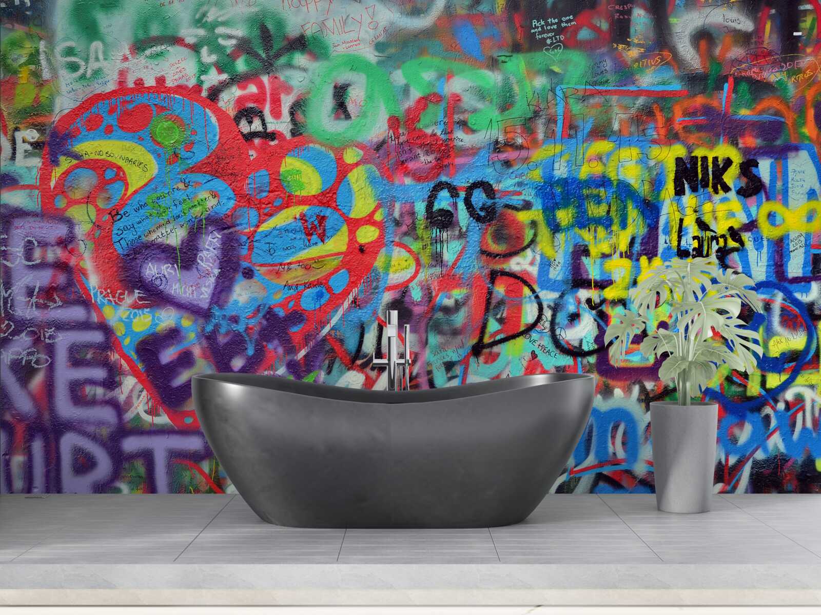 Fototapeten Graffiti an der Wand präsentiert