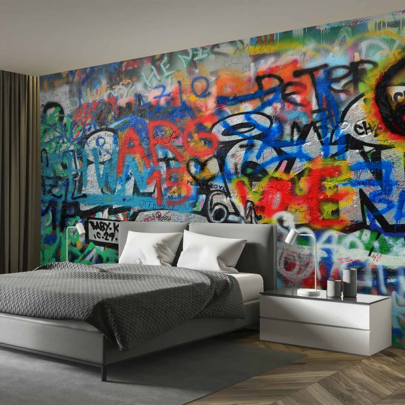 Fototapeten Mit Graffiti dekorierte Wand