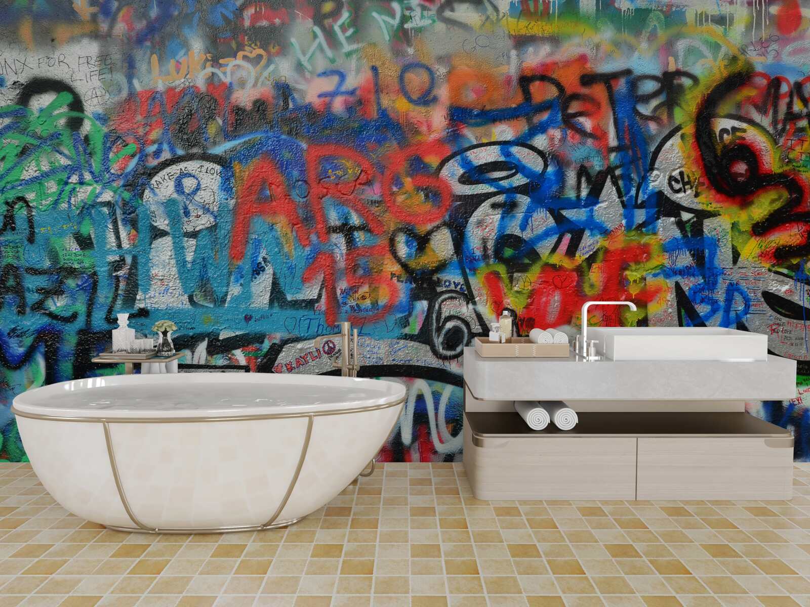 Fototapeten Mit Graffiti dekorierte Wand