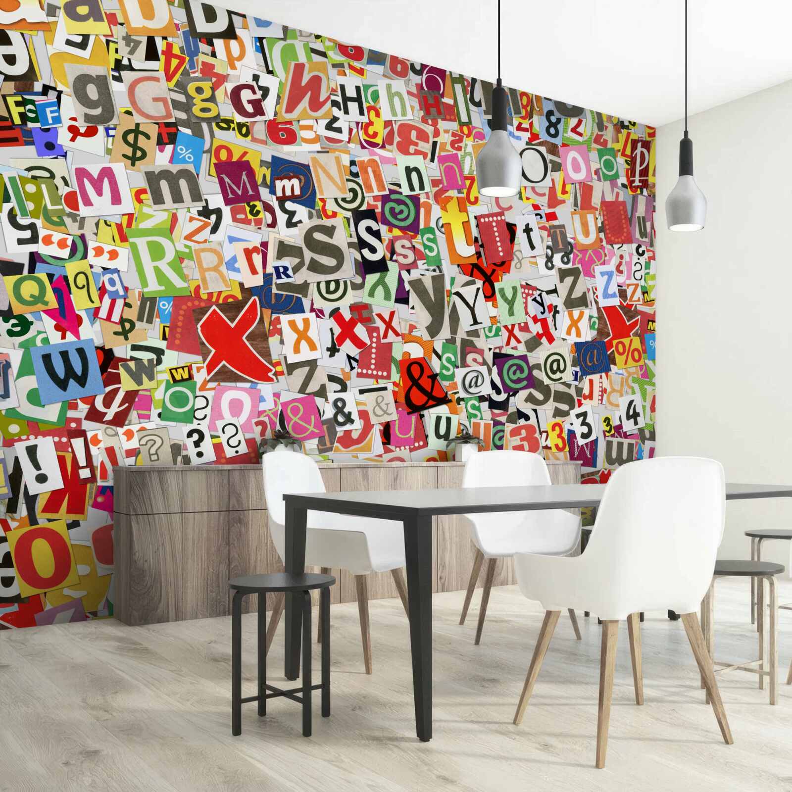Fototapeten Graffiti enthält viele Buchstaben und Zahlen
