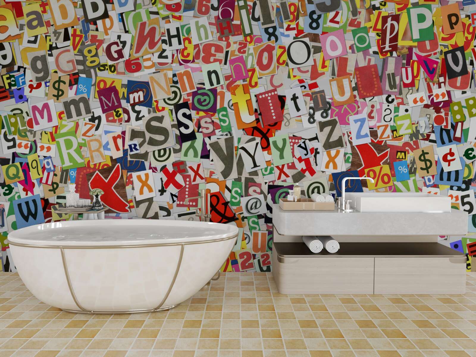 Fototapeten Graffiti enthält viele Buchstaben und Zahlen