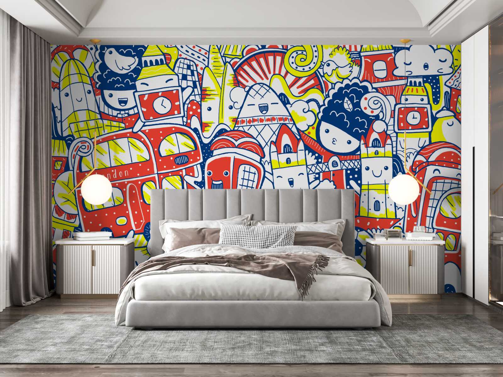 Fototapeten helle Graffiti an der Wand