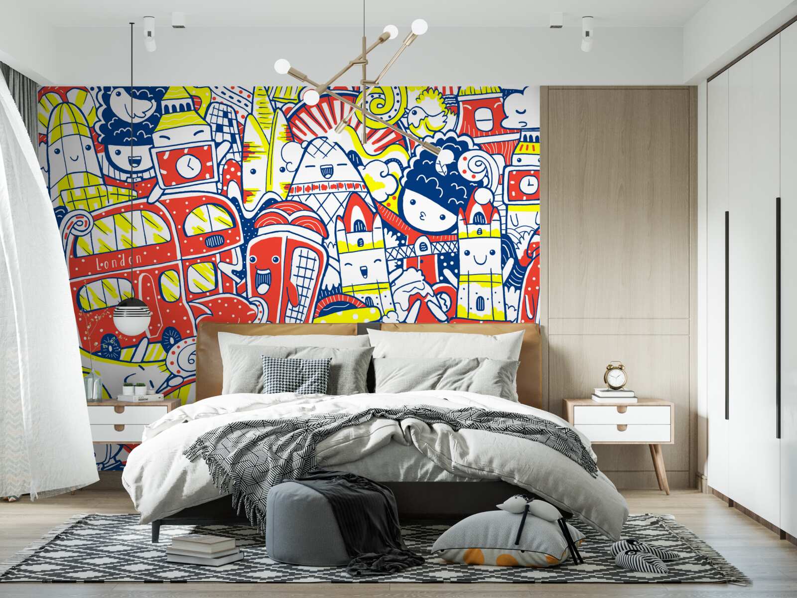 Fototapeten helle Graffiti an der Wand